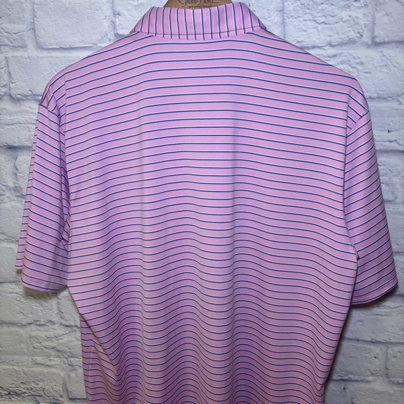 Holderness & Bourne Mens Tailored Fit Striped Golf Polo Shirt Pink Blue Size L - Picture 8 of 12
